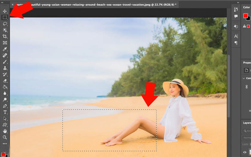 chọn vùng bằng Marquee Tool 