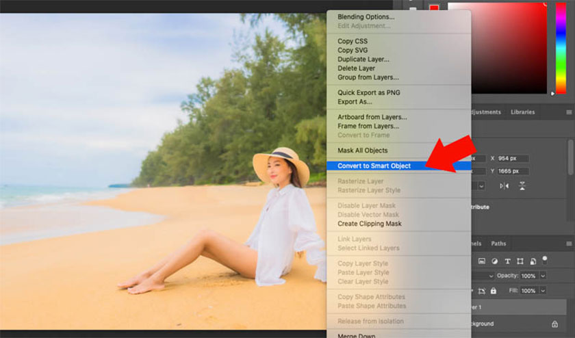 chọn Convert to Smart Object