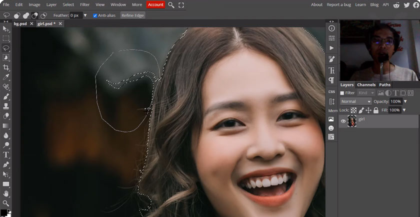 quét chuột lên vùng muốn lấy hoặc là muốn loại bỏ