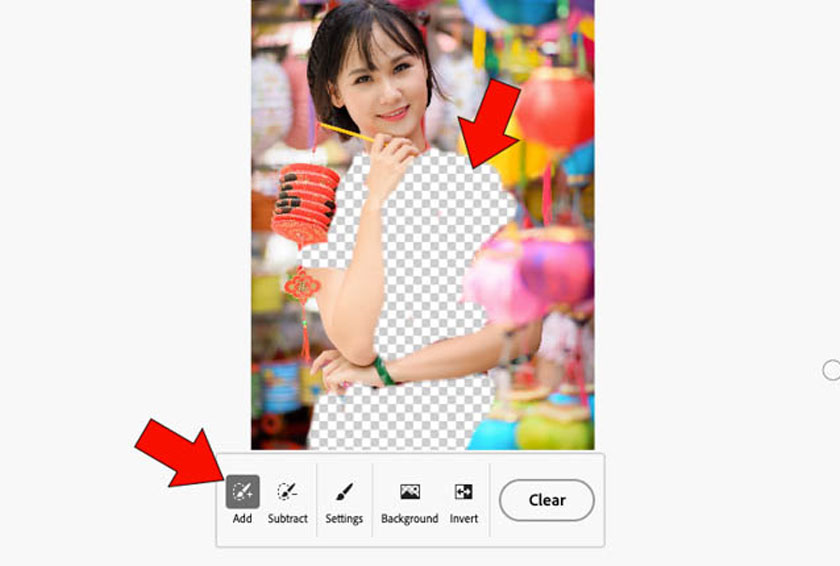 chọn Add rồi tô lên phần áo cần thay của đối tượng
