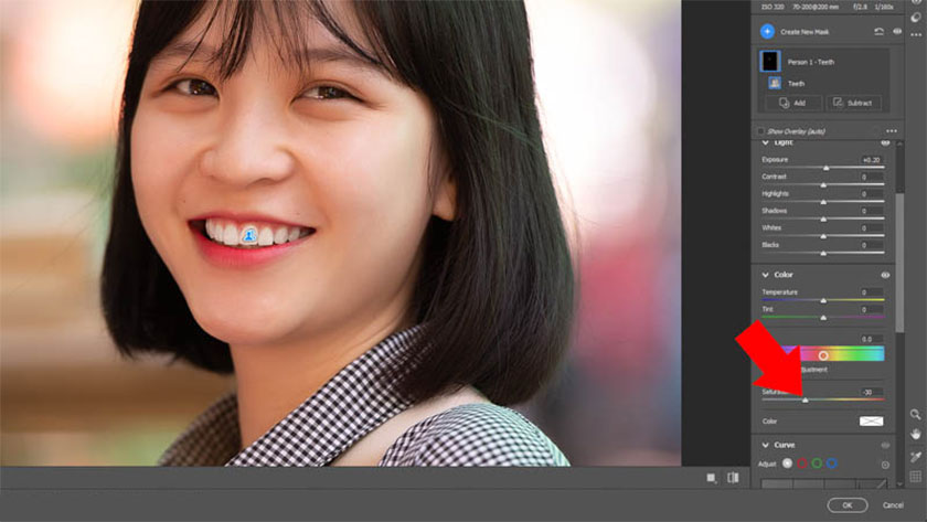 giảm Saturation -30 đến -50