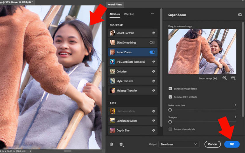 chọn New Layer rồi nhấn vào OK
