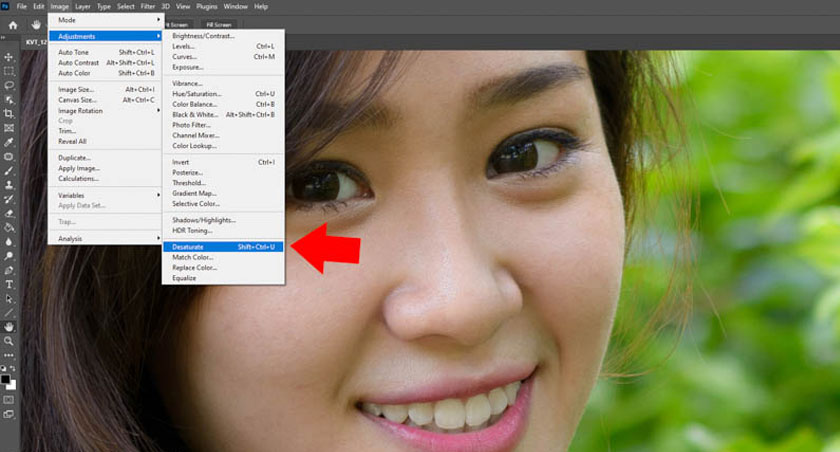 chọn Desaturate để giúp khử độ bão hòa màu