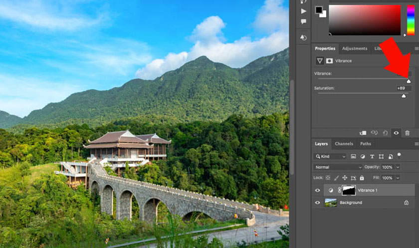 dùng cả Vibrance và Saturation