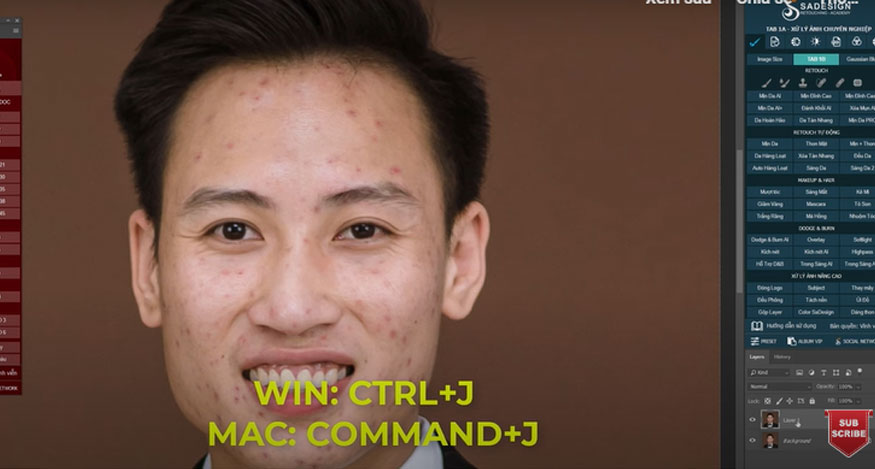 Nhấn Ctrl+J để tạo Layer mới