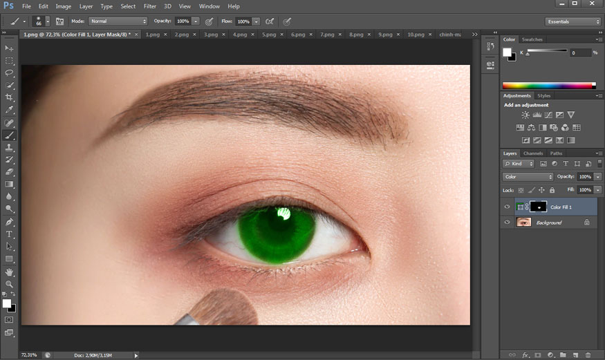Giảm Opacity của Solid Color để được kết quả tốt nhất