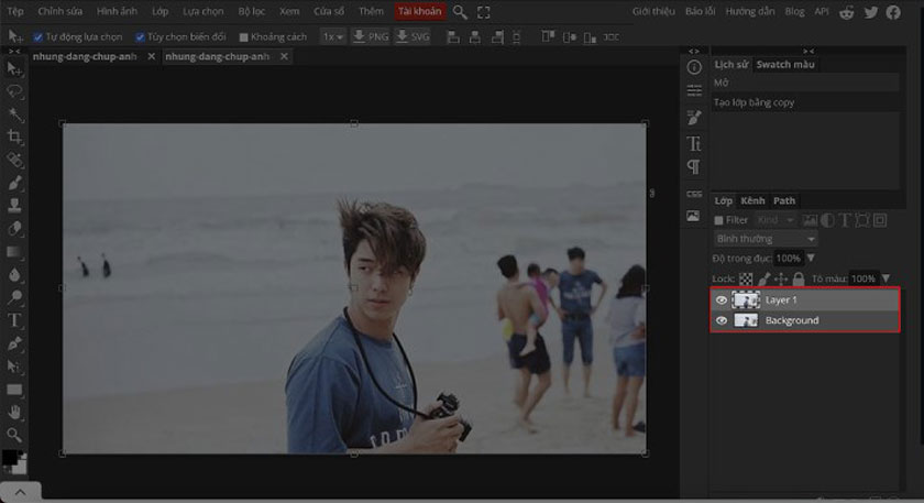 Ctrl + J để nhân đôi layer