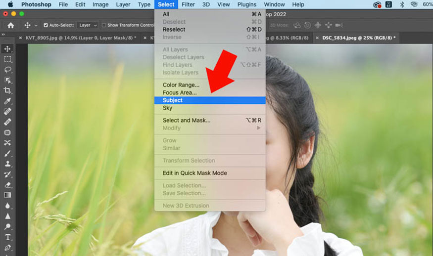 nhấn vào Select chọn Subject