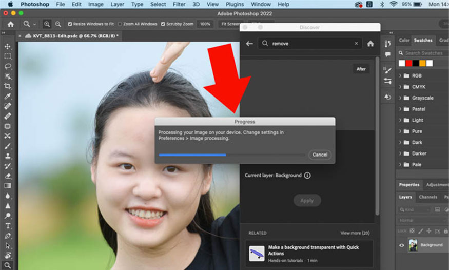 chờ photoshop trả kết quả