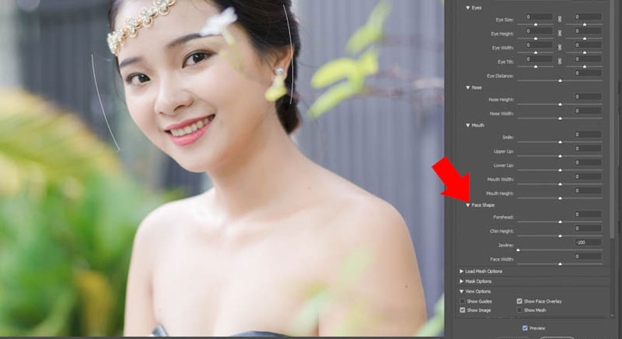 Điều chỉnh Chin Height để cằm dài hoặc ngắn hơn
