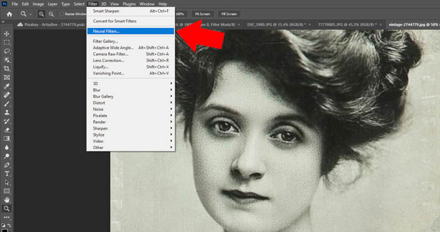 di chuyển Photo Restoration và gạt công tắc sang bên phải