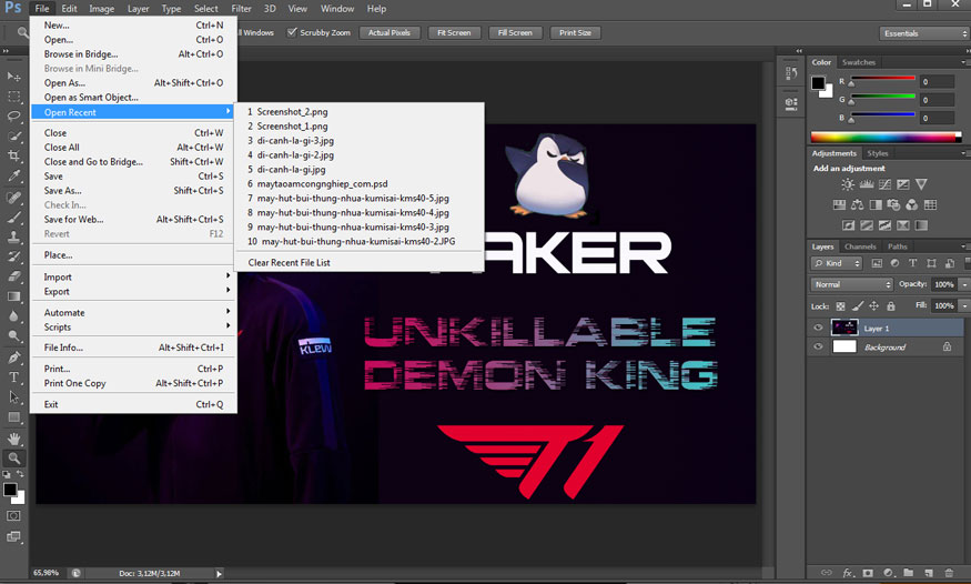 khôi phục file Photoshop chưa lưu