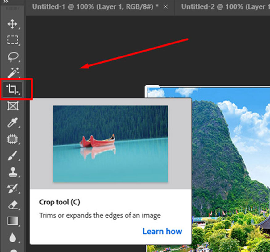 Chọn công cụ Crop Tool