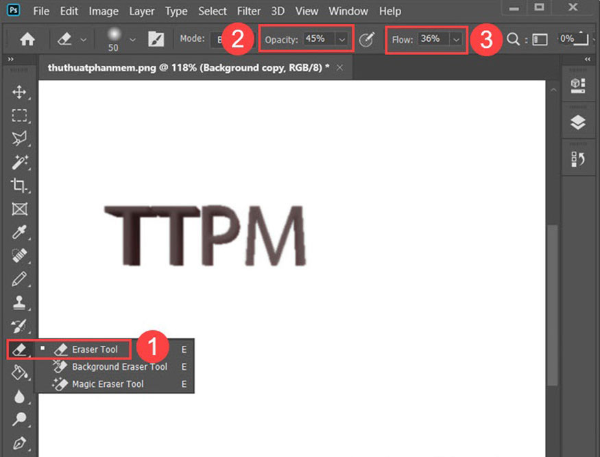 Opacity ở mức 45%