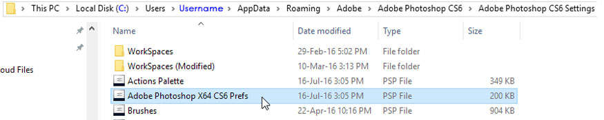 xóa tệp Adobe Photoshop CS6 Prefs