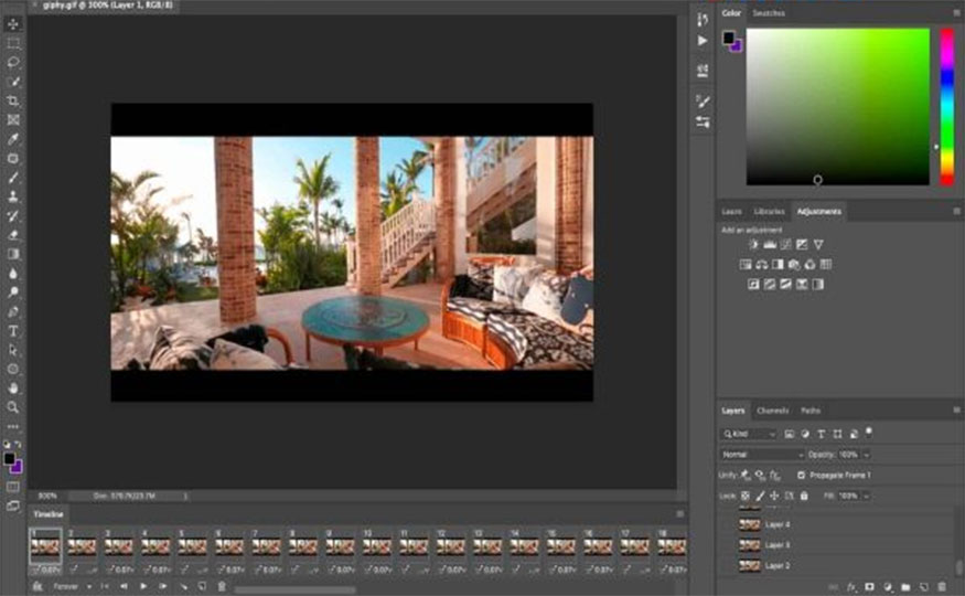 Chỉnh sửa khung trong dòng thời gian của Photoshop