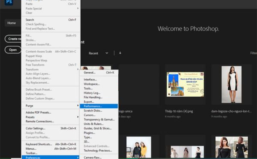 Tăng bộ nhớ RAM cho Photoshop