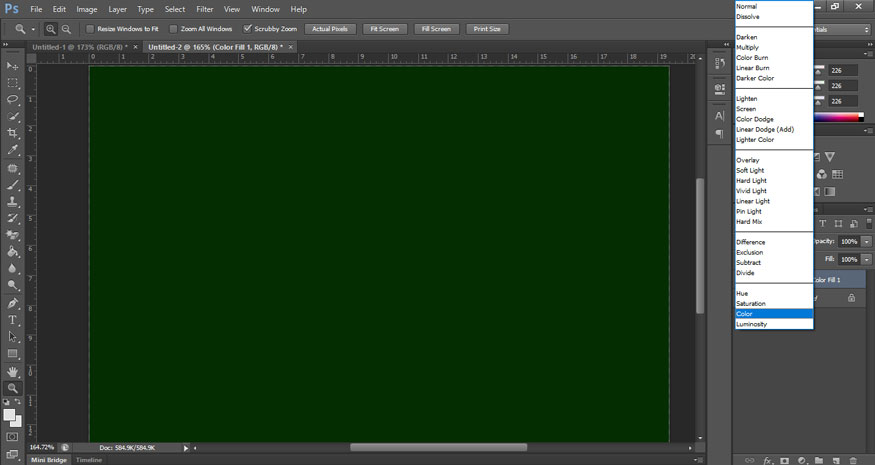 chọn Layer Solid Color rồi nhấn Blending Mode