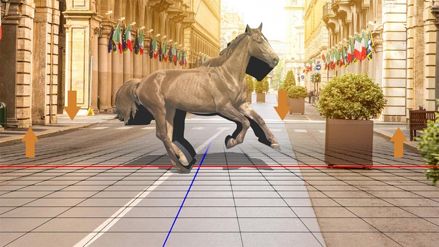 Đường chân trời trong 3D hiển thị dưới dạng màu xám