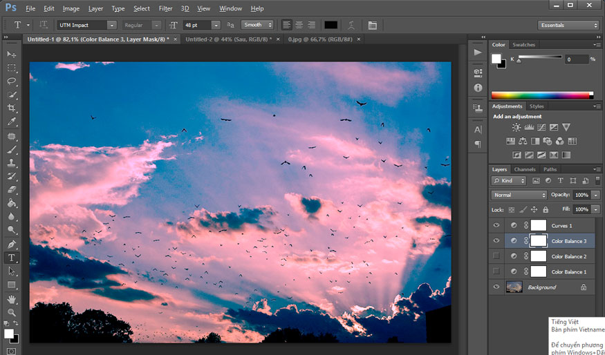 1 màu trời khác cùng trong Color Balance