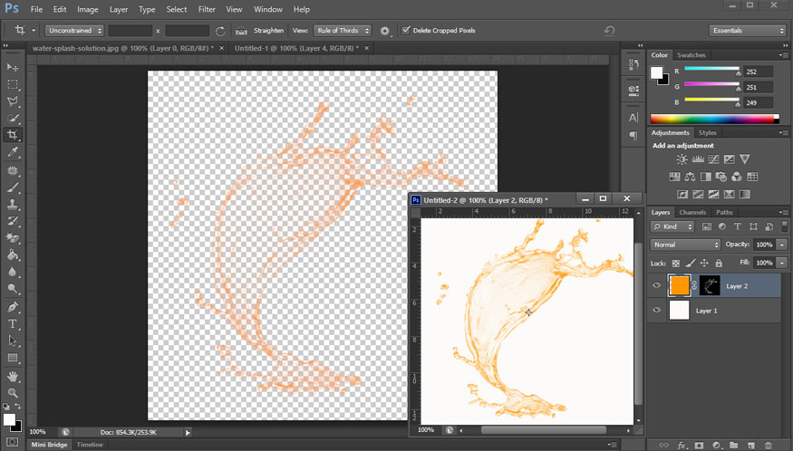 nước đã tách bằng photoshop