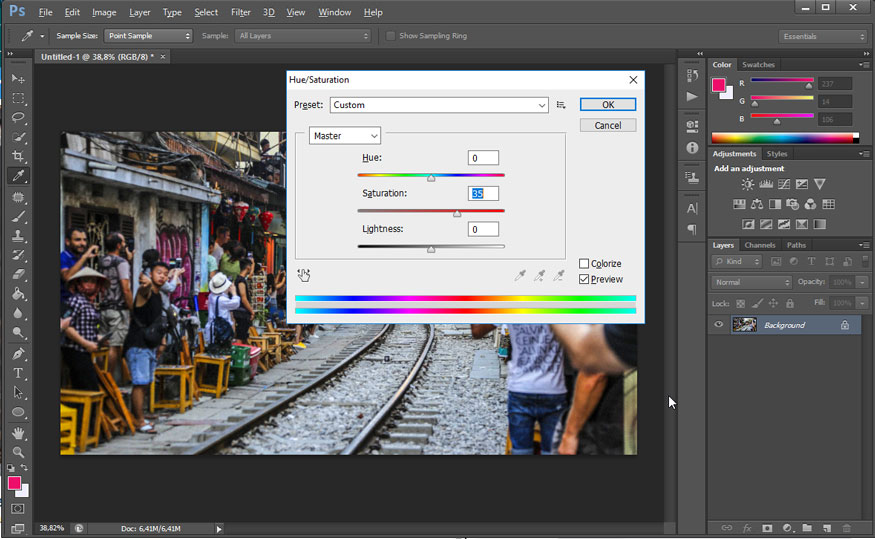 bảng điều chỉnh Hue/Saturation