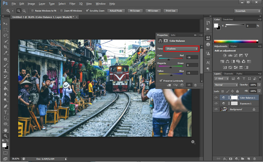 Chọn Color Balance