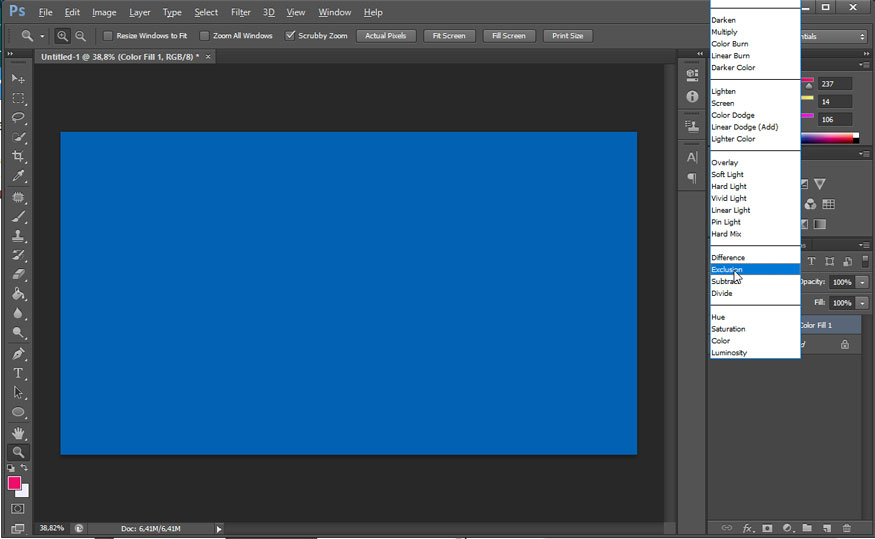 thay đổi Blending Mode của Color Fill