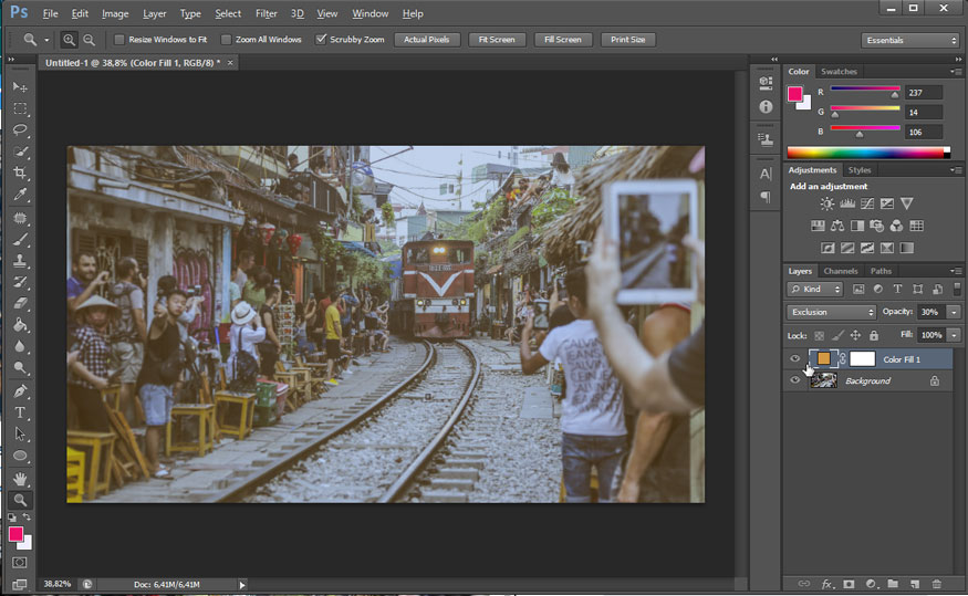 nhấp đôi chuột vào Adjustment Layer Colour