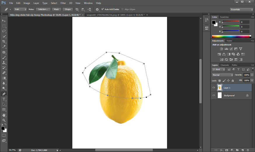 sử dụng công cụ Pen Tool