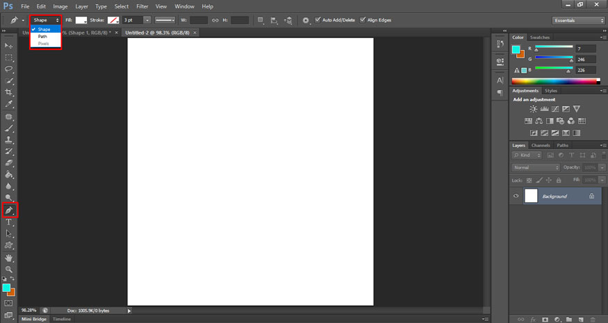 sử dụng công cụ Pen Tool 