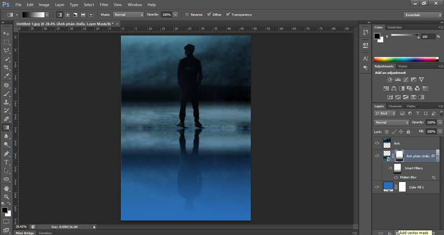 Add Layer Mask ở cuối bảng Layers