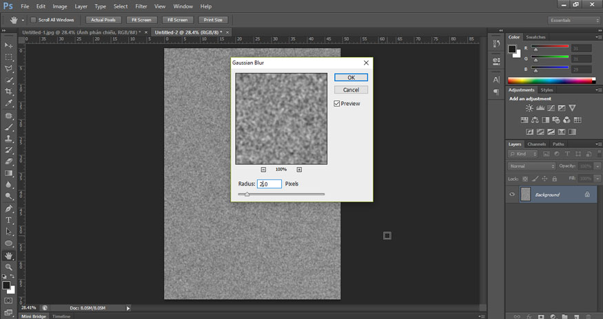 đặt giá trị Radius thành 2 pixel
