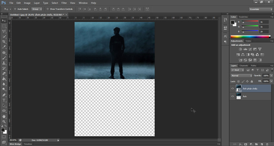 chọn lệnh Fit on Screen của Photoshop