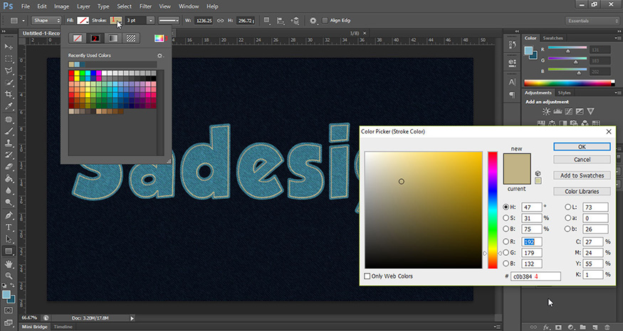 click vào Color Picker icon
