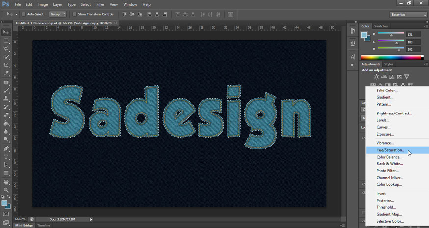 Create new fill or adjustment layer