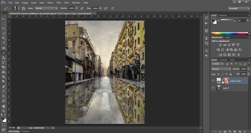 bỏ link liên kết giữa layer 0 copy và phần mặt nạ