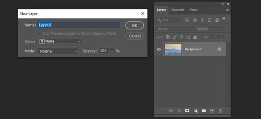Nhấp đúp vào Background layer