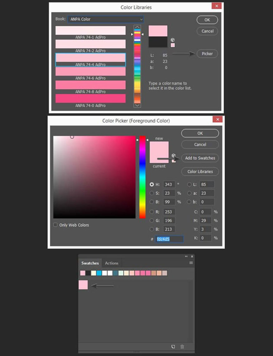 chọn Add to Swatches