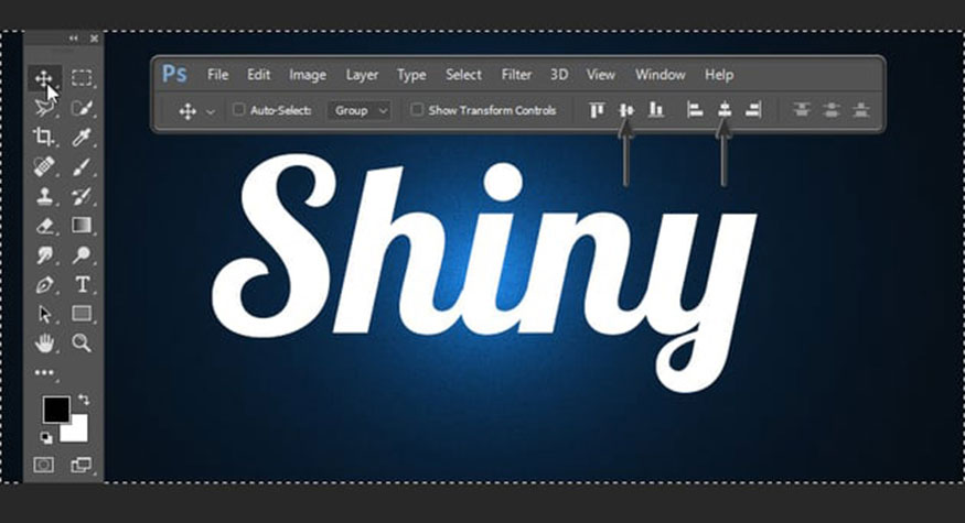 viết chữ Shiny lên phần nền