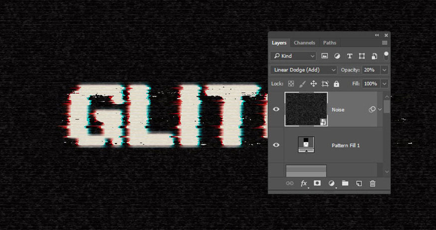 thay đổi Blend Mode của layer Noise thành Linear Dodge (Add)