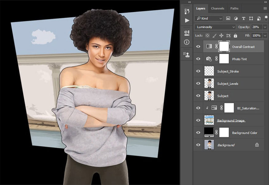 thay đổi Blending Mode của layer thành Luminosity