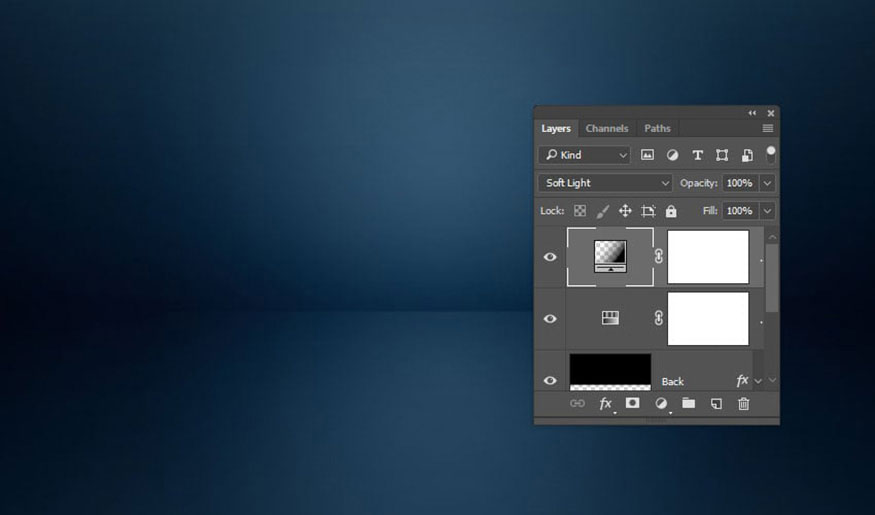 Thay đổi Blend Mode của layer Gradient thành Soft Light.