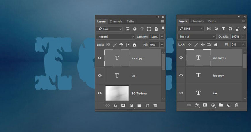 Nhấn Ctrl+J để nhân đôi layer văn bản