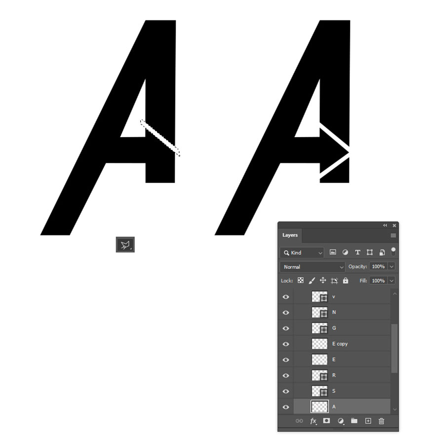 Dùng công cụ Lasso Tool (L)