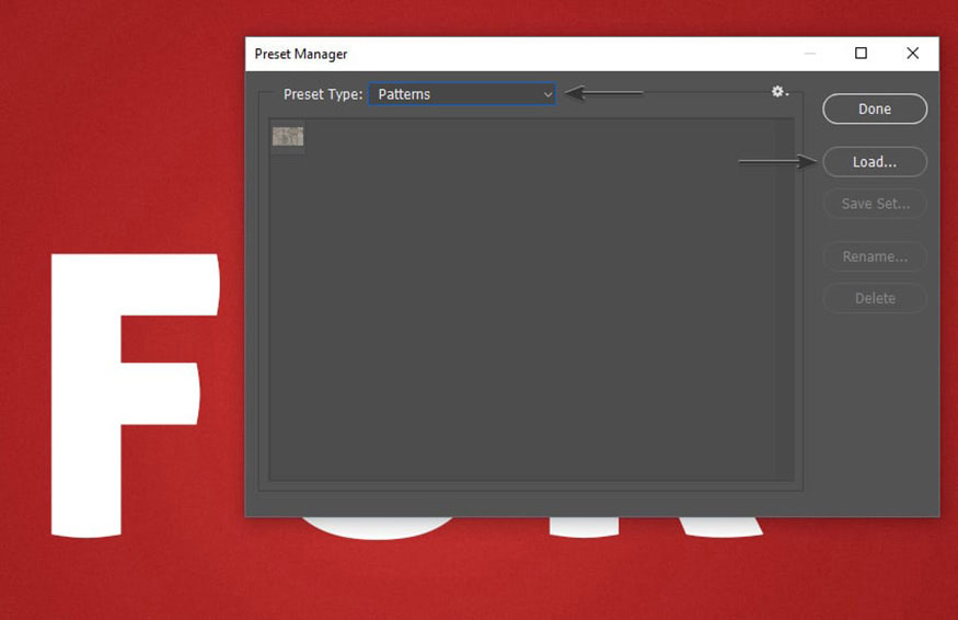 chọn Patterns, click load..