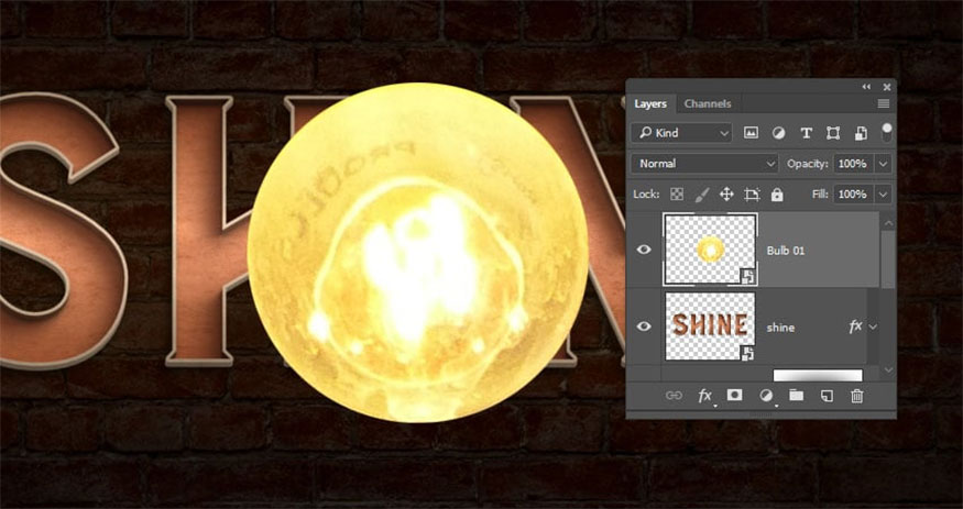  đổi tên lớp Bulb 01 và chuyển chúng thành Smart Object.
