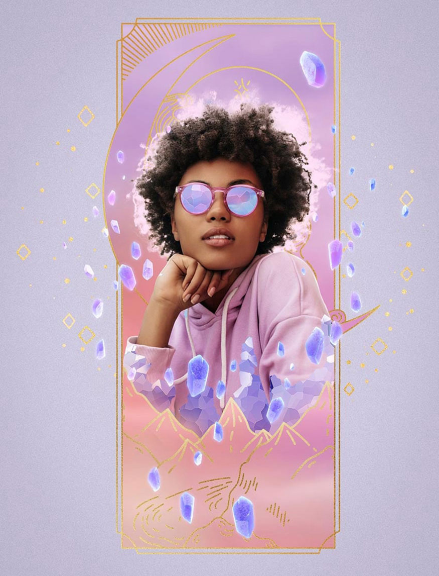 tạo 2 hai layer với Blend Mode Lighten và Screen vào nhóm Crystal Shard.