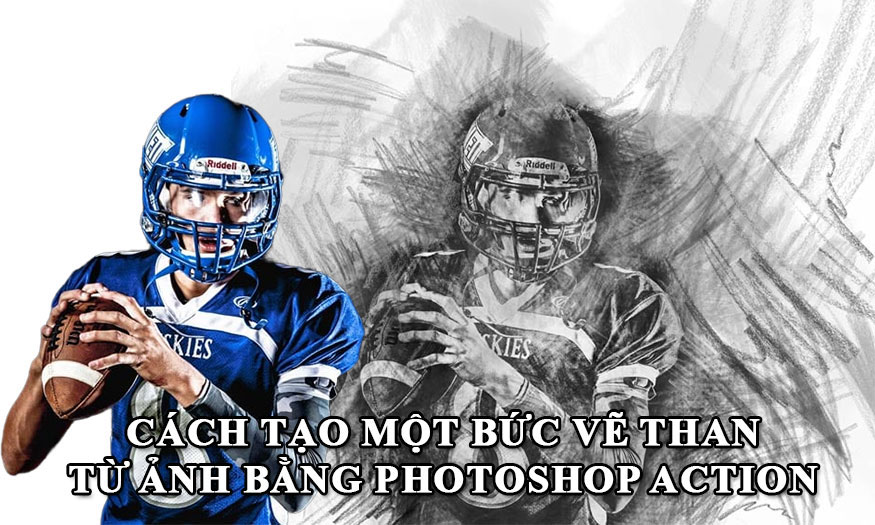 tạo một bức vẽ than từ ảnh bằng Photoshop Action