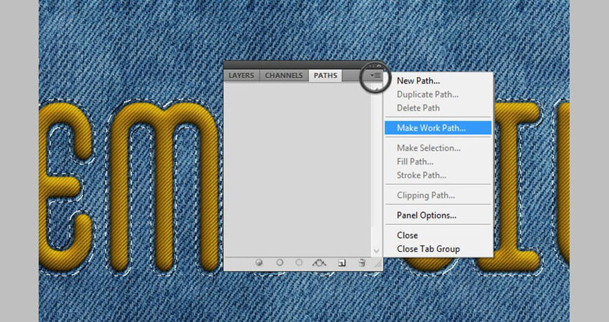 Chuyển đến tab Paths và chọn Make Work Path..